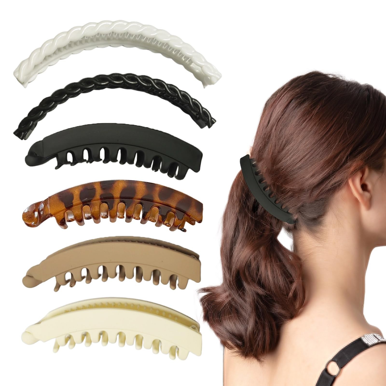 6 PCS Banana Clips for Women, 5.1″ and 6.1″ Large Multicolor