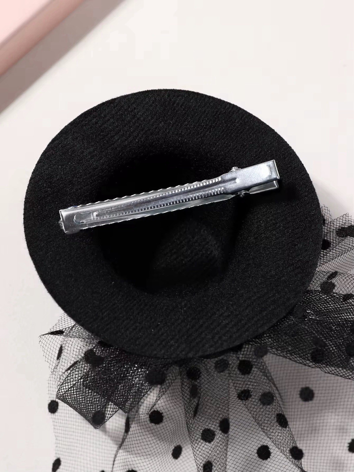 Black Yarn Top Hat Hair Clip Stage Performances Ponytail Hair Clip for Bride