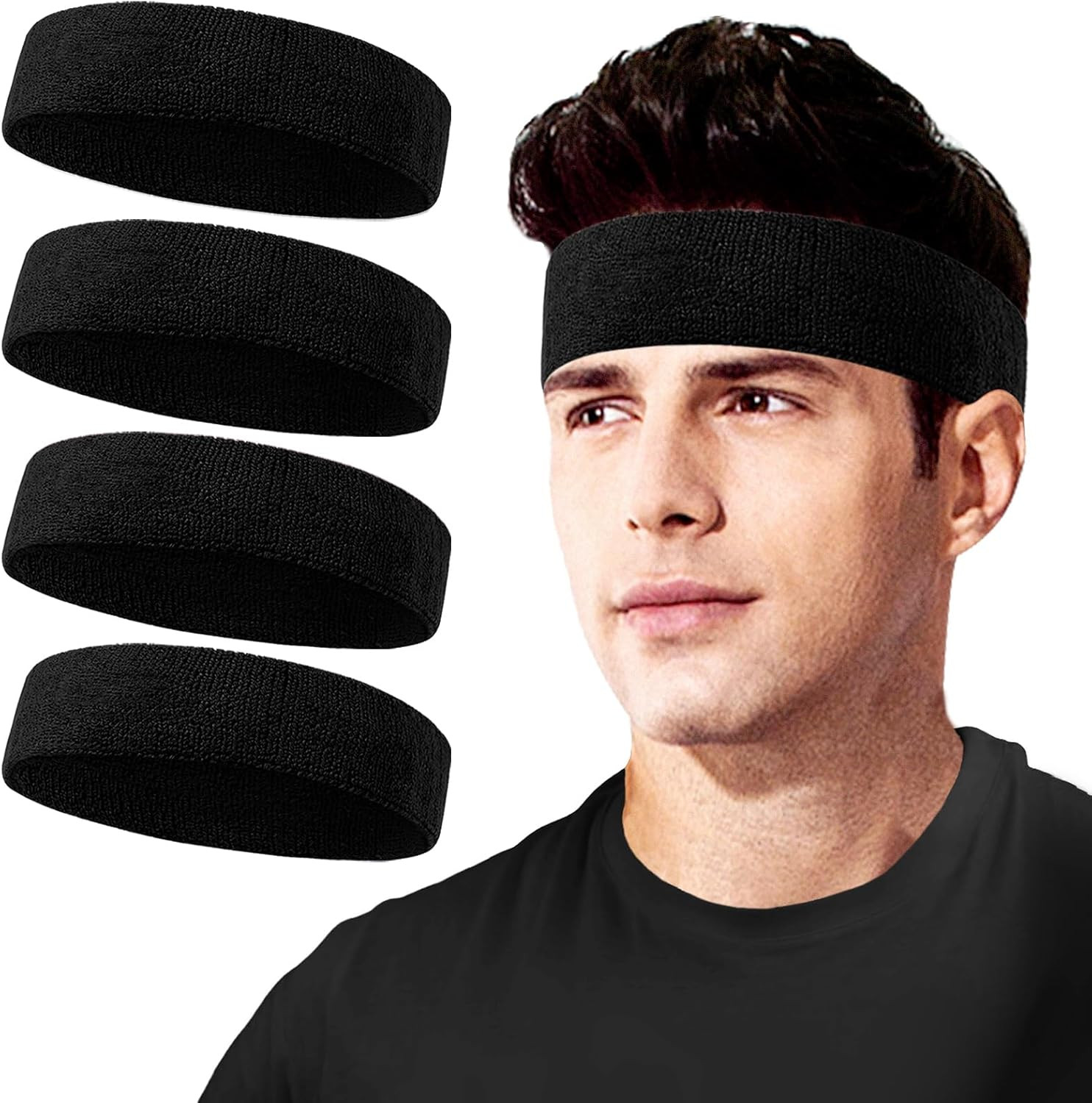 12 Pcs Sports Sweatbands Headbands Cotton Moisture Wicking for Running Gym Yoga