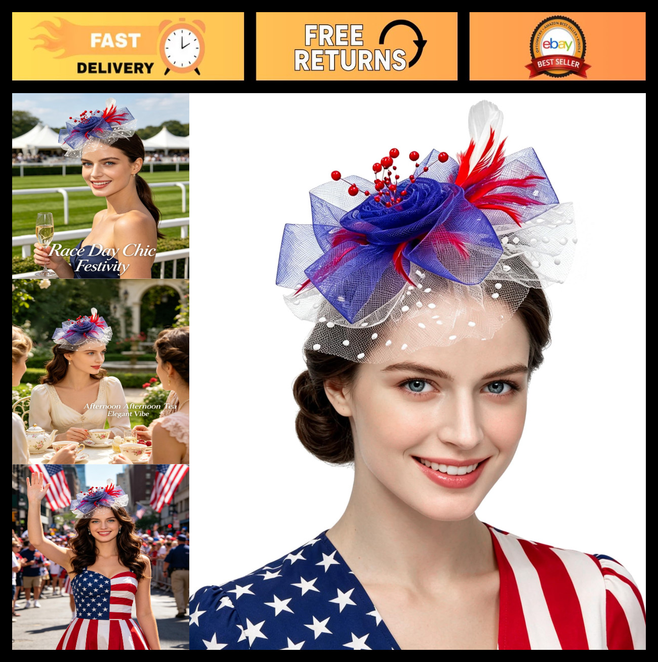 Elegant Women’s Fascinator Hat – Tea Party Headband with Floral Design