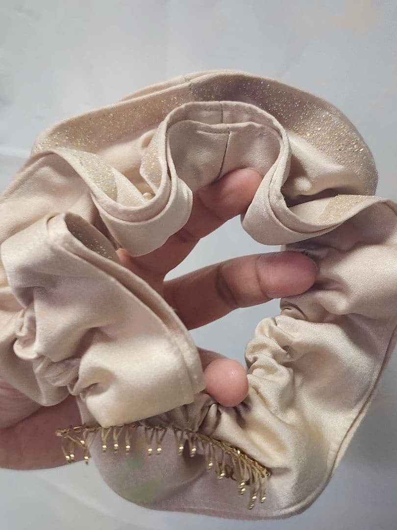 Complex Biz Champagne Beige Scrunchie Large Elastic Hair Accessory