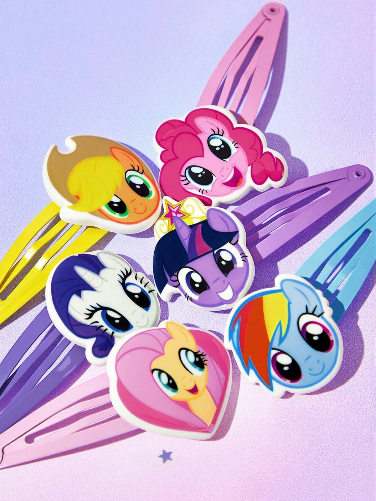 My Little Pony Cute Kawaii Y2K Contour Barrettes Snap Hair Clips – 6 Pairs