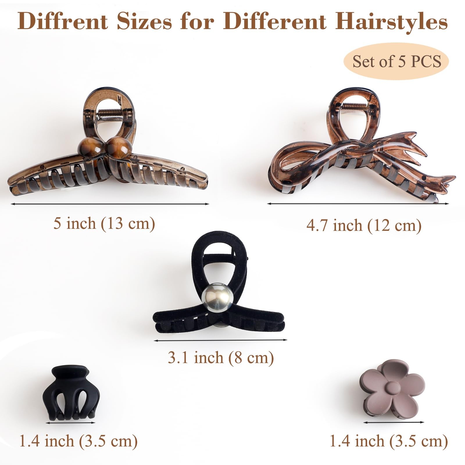 Sppry Classic Assorted Hair Claw Clips for 1 Count (Pack of 5), Set 5 (01)