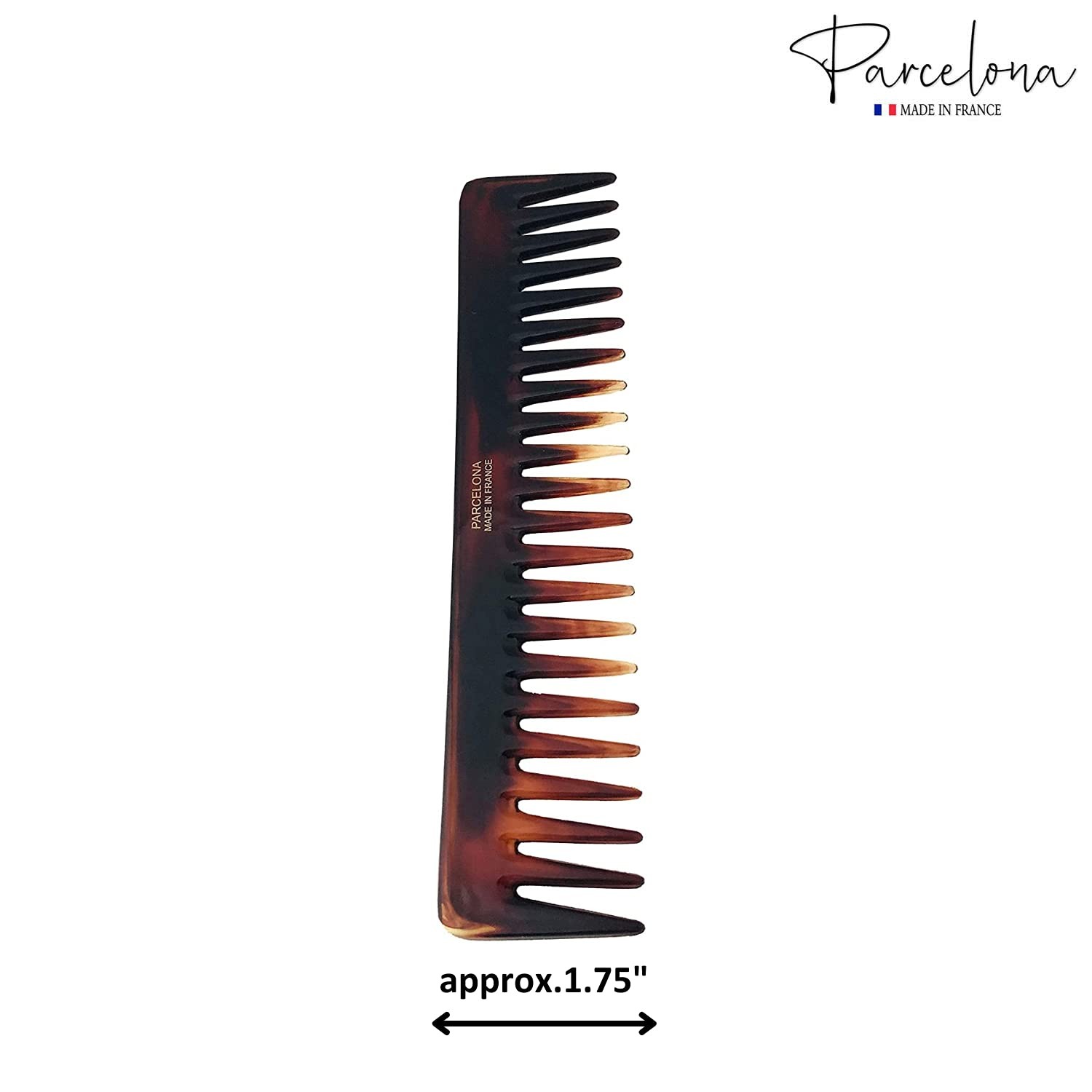 Parcelona French Volume Long Rake Set of 2 Shell Black Celluloid Wide Hair Combs