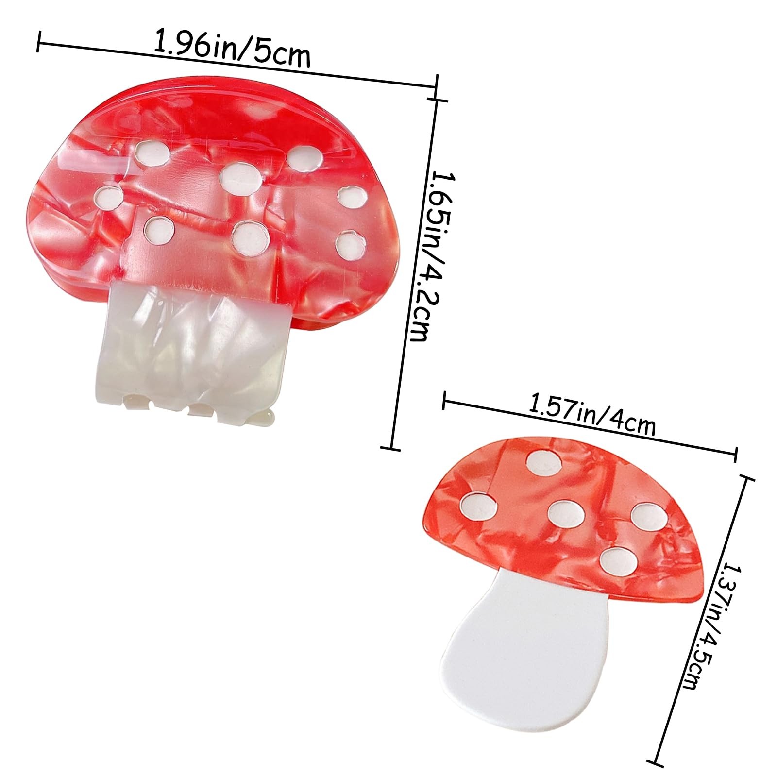 2 PCS Mushroom Hair Claw Clips for Thin & Thick 2 Count (Pack of 1), red