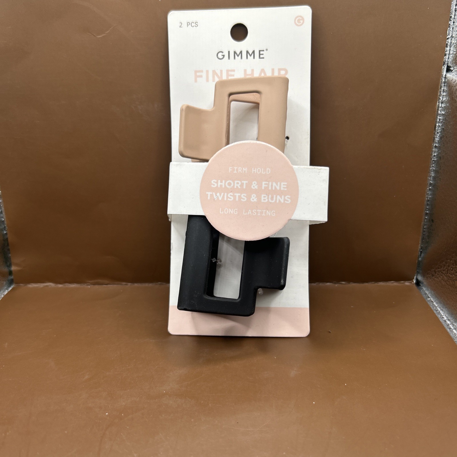 Gimme Beauty Claw Clip Fine Square Extra Grip 2ct – Black/Tan