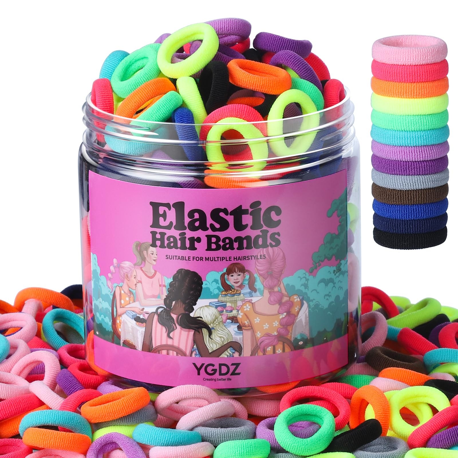 300 PCS Multicolor Cotton Mini Hair Ties Ponytail Holder Seamless Elastic Band