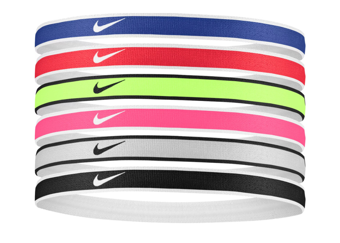 Nike Swoosh Sport Headbands – 6 Pack, Various Colors, Unisex