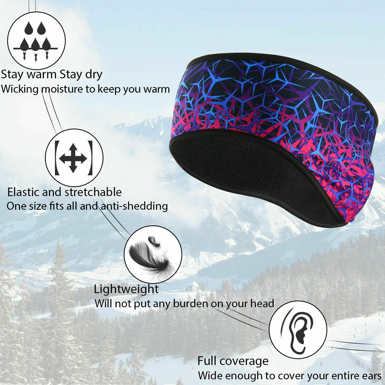 Womens Mens Winter Headbands Fleece Lined Ear Warmer Headband for Cold Weather