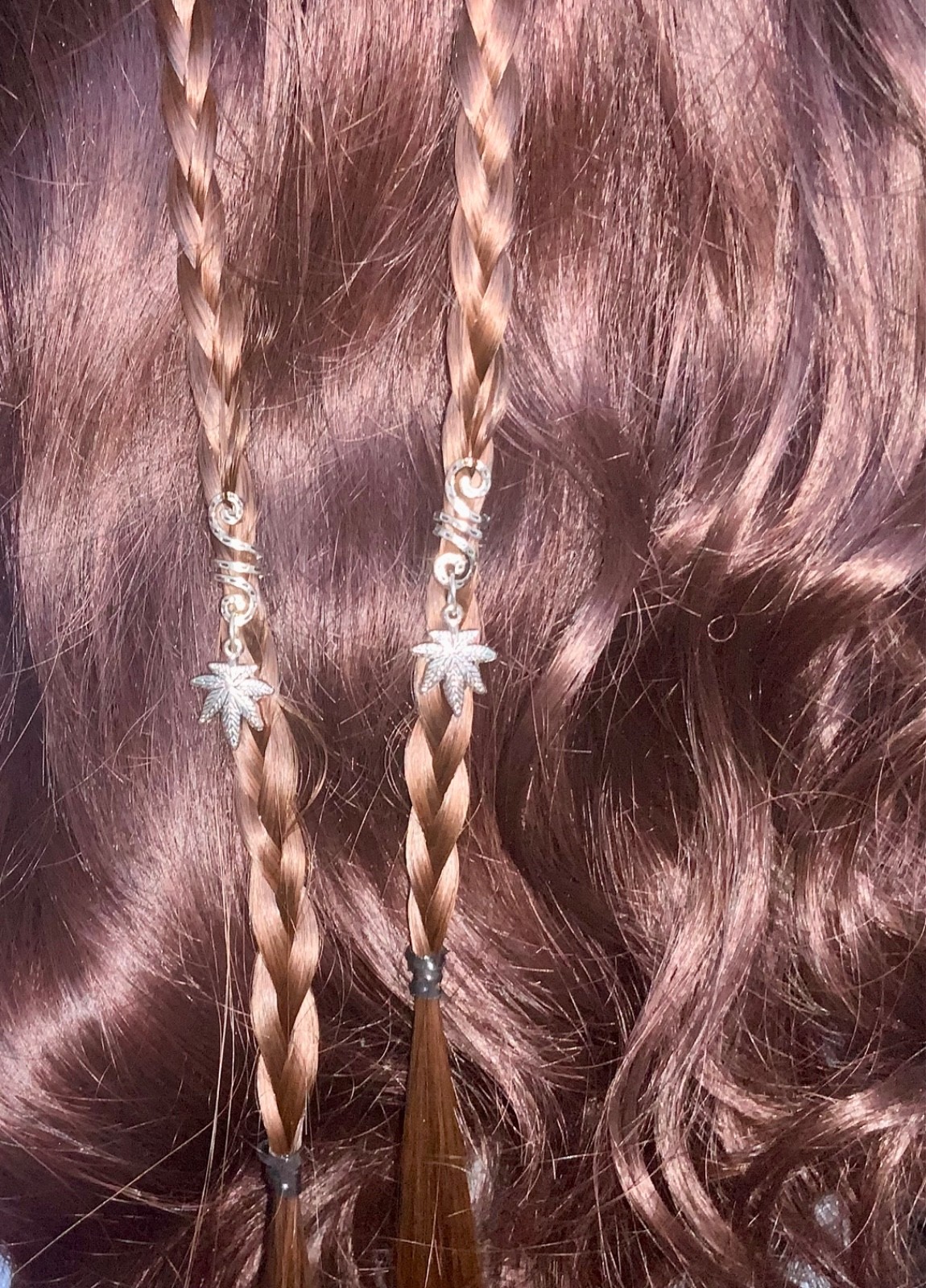 Pot Leaf Charms Hair Spiral Braids Twist Clip Set of 2 Smoke Hippie