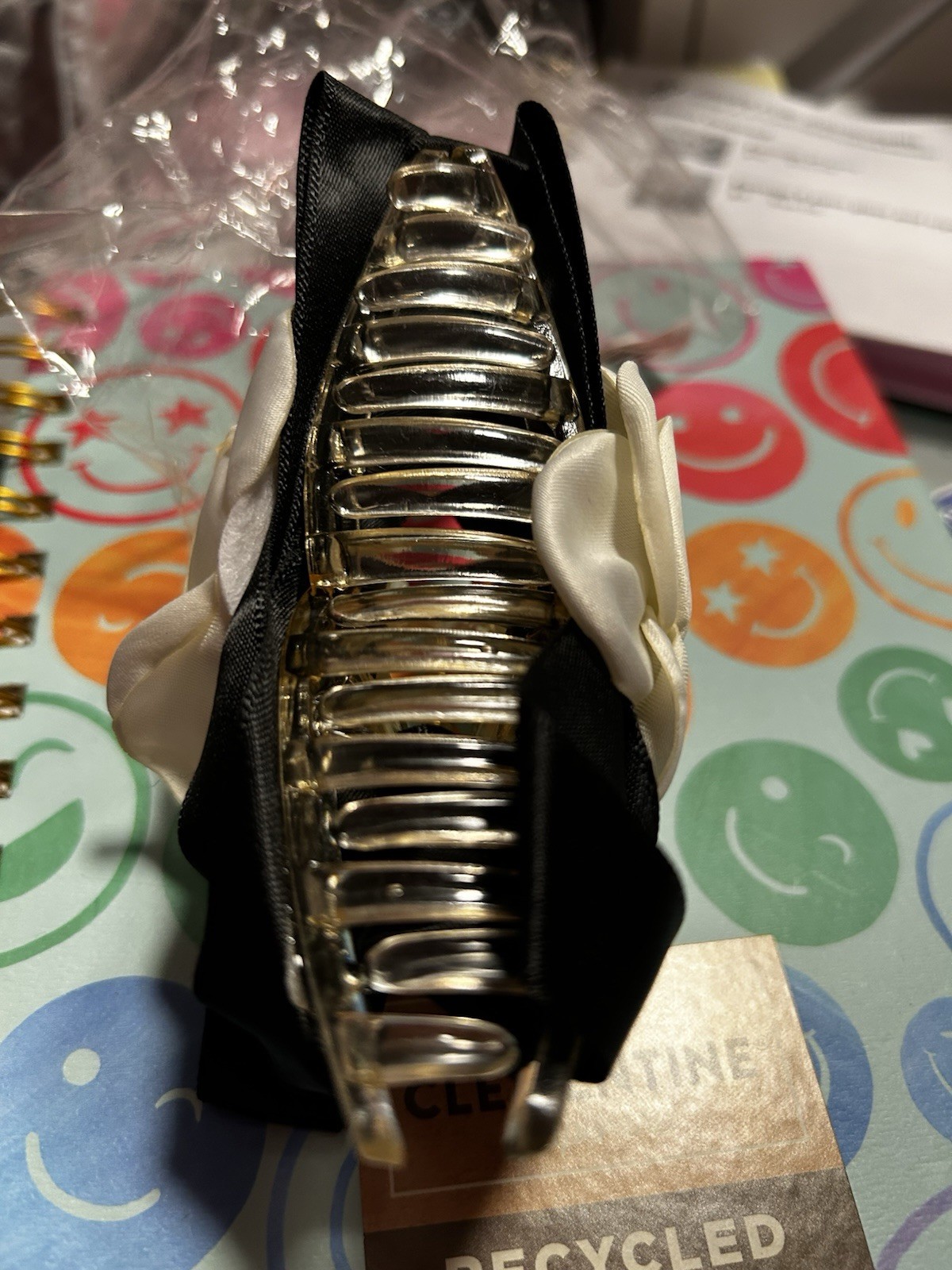Clementine Flower Hair Claw Clip White Fabric Eco-Friendly Solid for Women