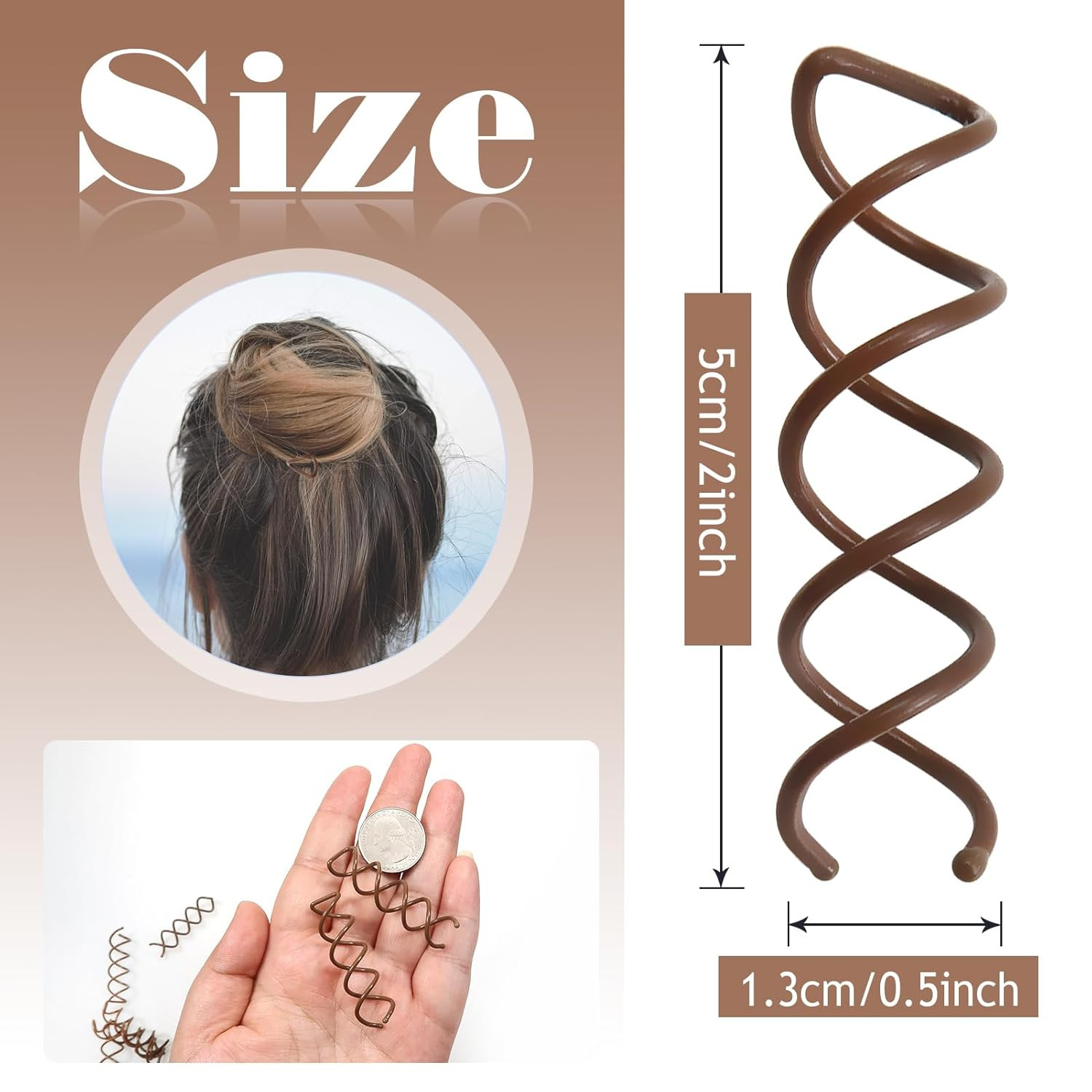 10 Pcs Spiral Bobby Hair Pins Brown Hair Screws Hair Twister Alloy Hair