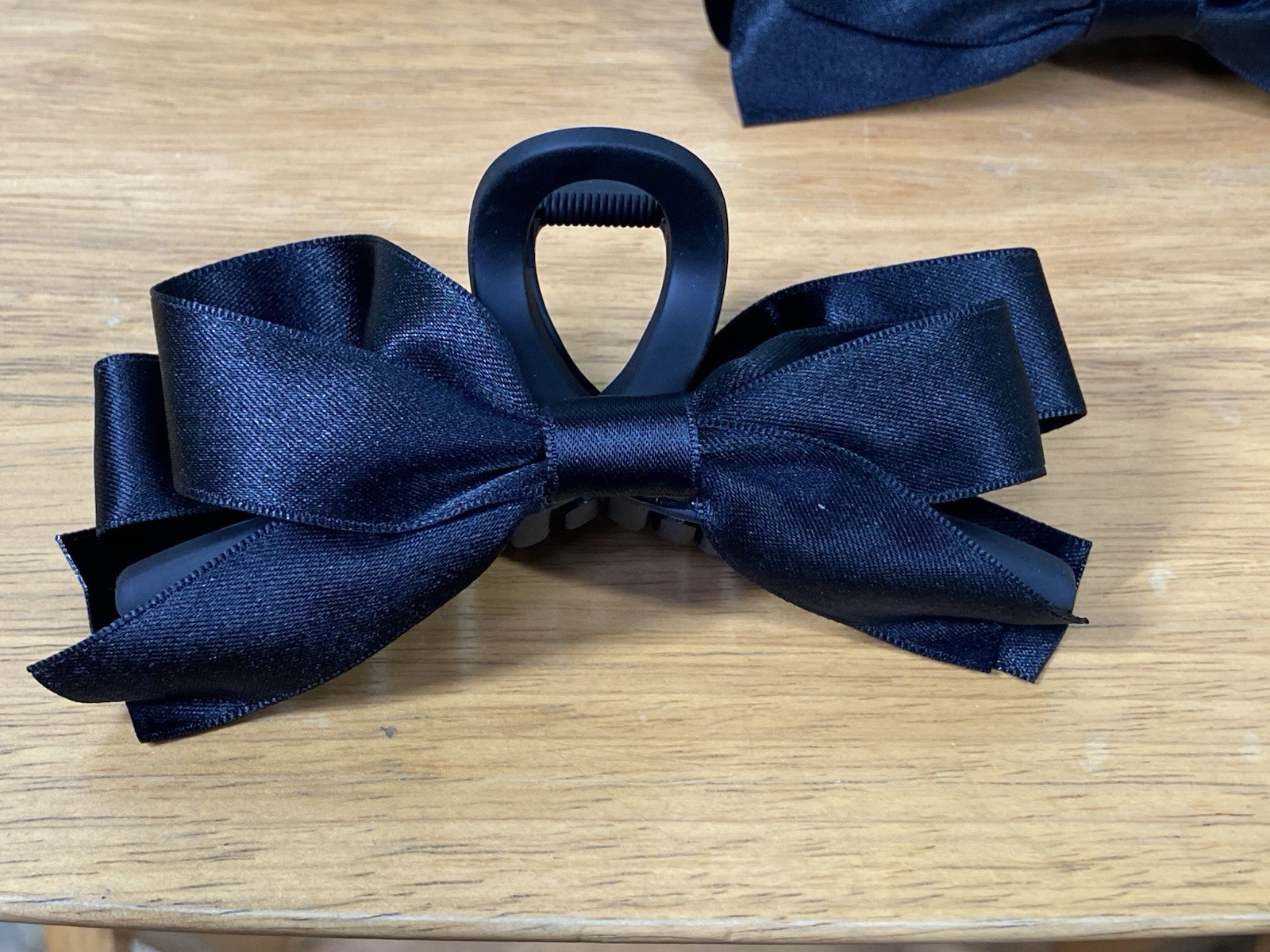 Lot of 3 2-piece Big Bow Hair Claw Clips In Black for Women Thick Curly Straight