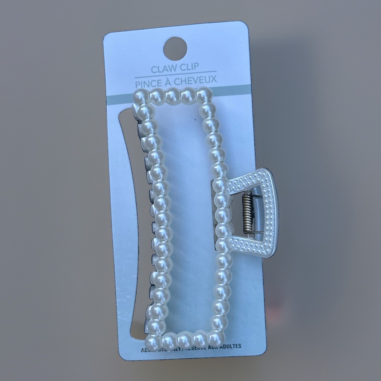 2x Pearl Rectangle Hair Claw Clips White Jaw Clips French Style Hair Accessories