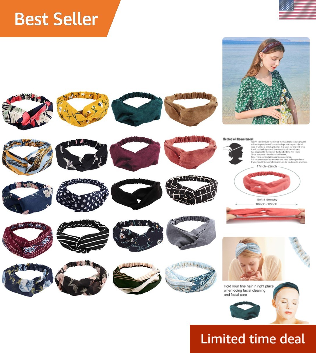 Perfect Gift: Elegant 20-Pack Knotted Floral Headbands for Women – Anytime Style