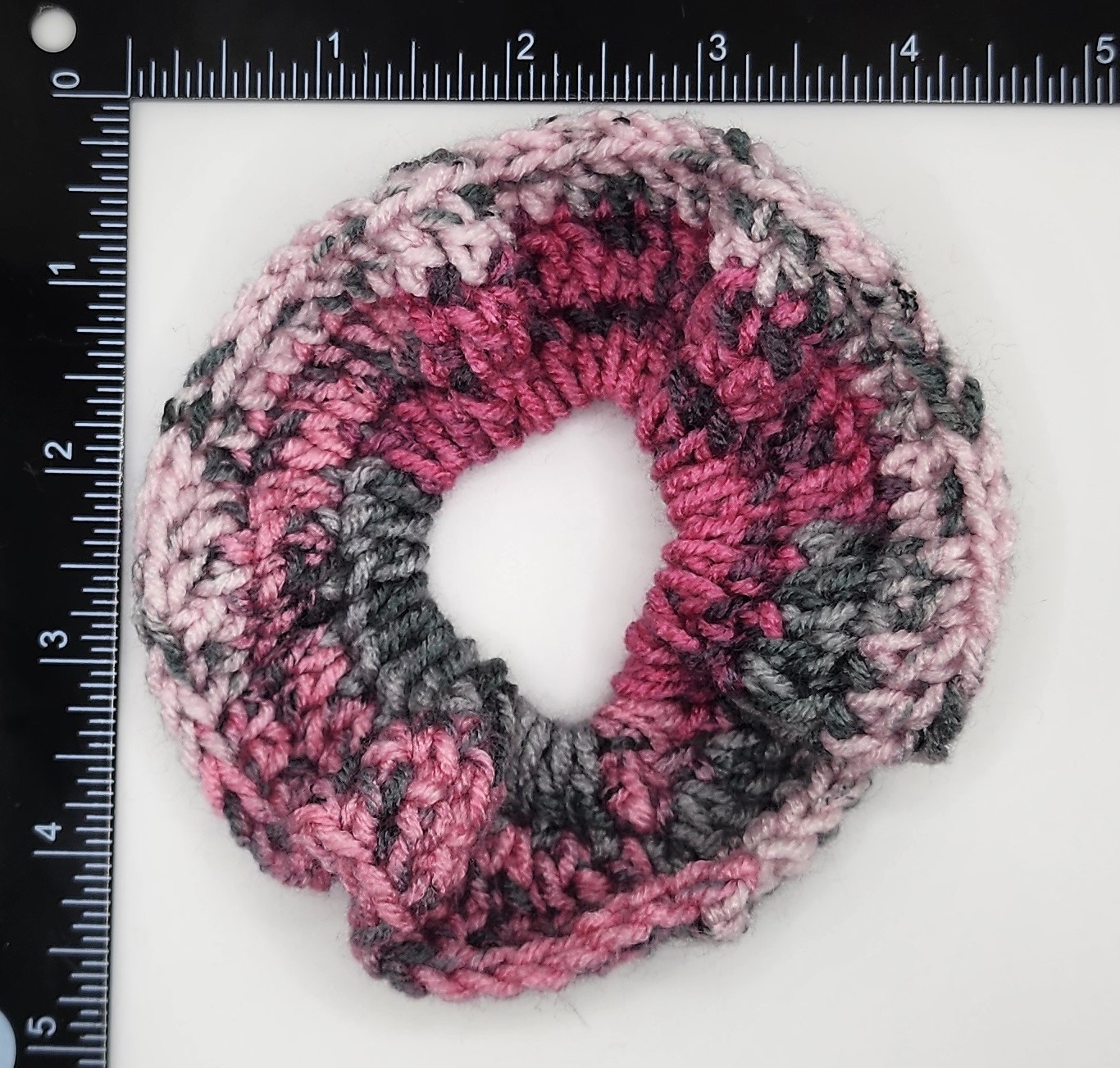 Handmade Crochet Scrunchie Set Lot of 5 Hair Ties Pink Tan Blue Peach