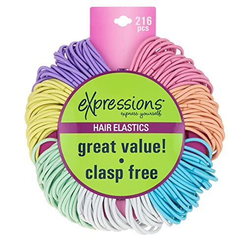 216-Piece Hair Ties, 4mm Hair Elastics Pastel Colors Value Pack, No PASTEL