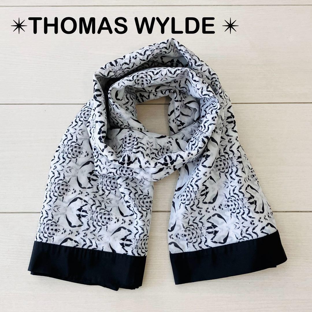 THOMAS WYLDE Silk Scarf Stole Monochrome Insect Pattern 113x143cm