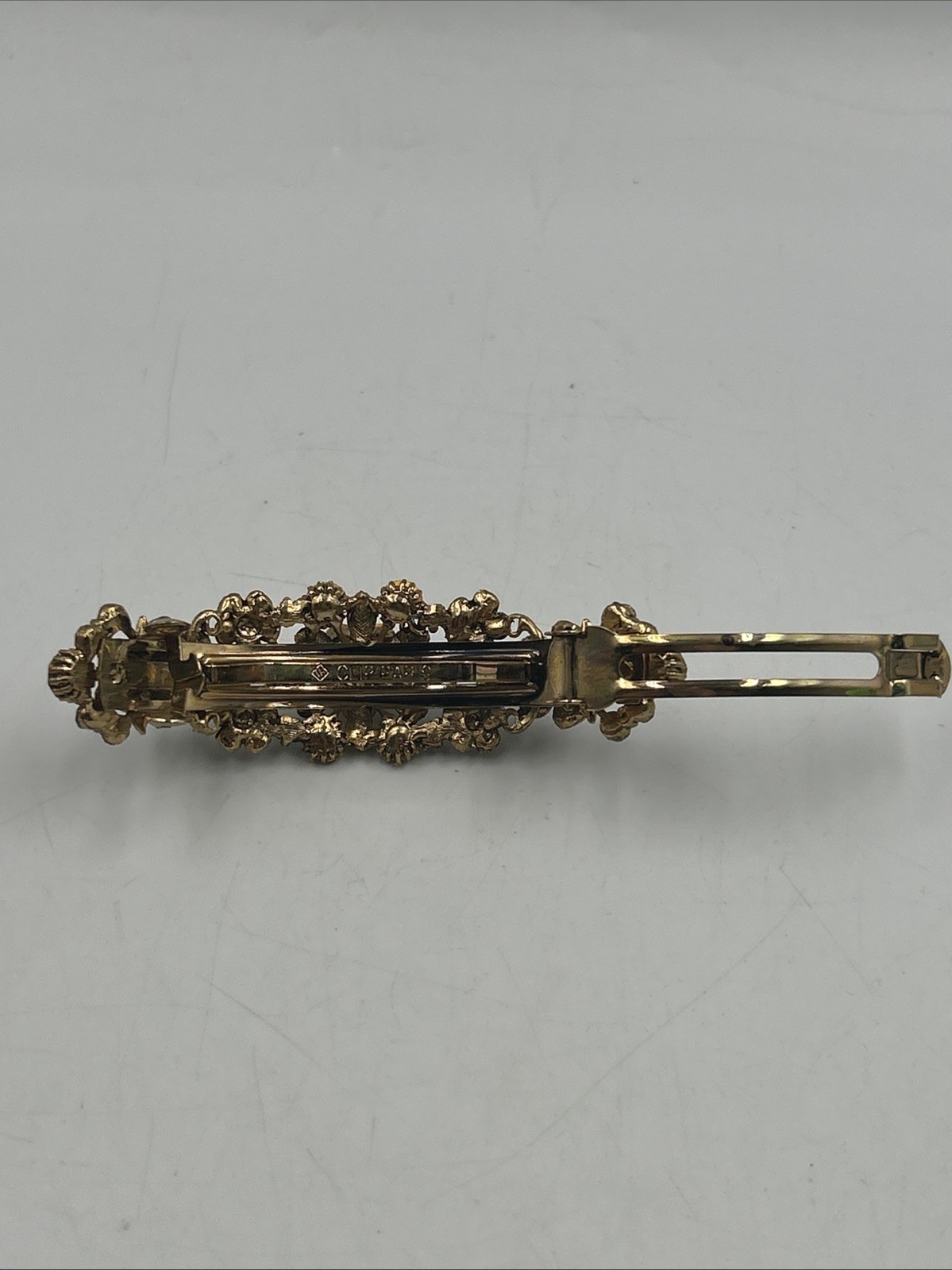 New Gold Tone Flower Rhinestone Brown & Gold Color Hair Clip Barrette