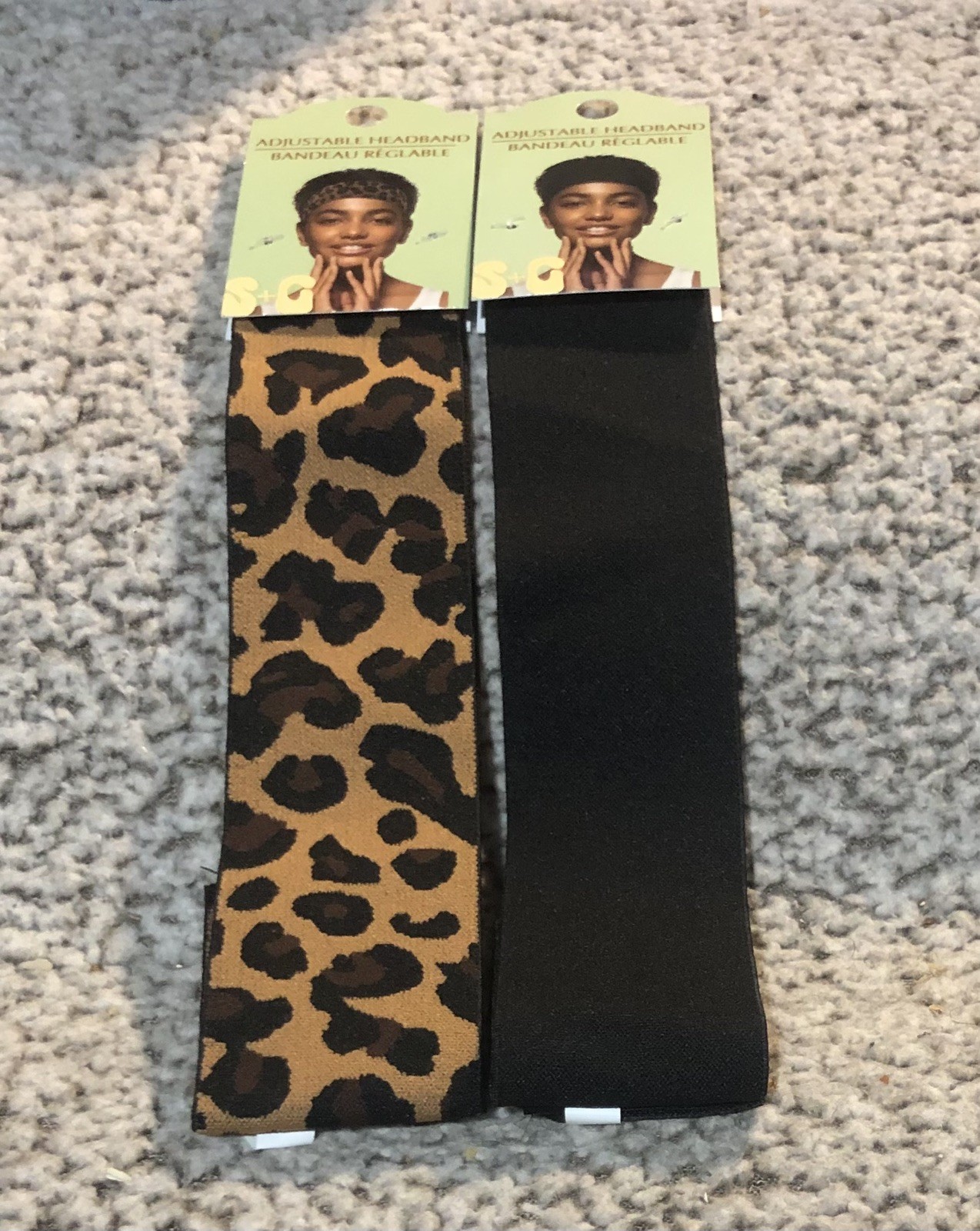 Adjustable Headband, Wig, Edge Band One size Black & Leopard Print (Set Of 2)