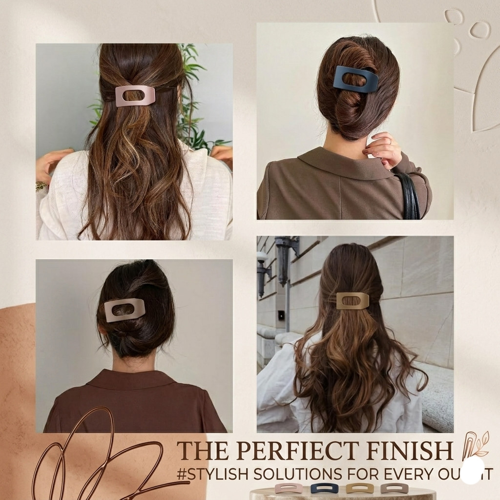 Flat Hair Clips for Women 8 Pack Matte Rectangle Claw Clips Strong Hold No Slip