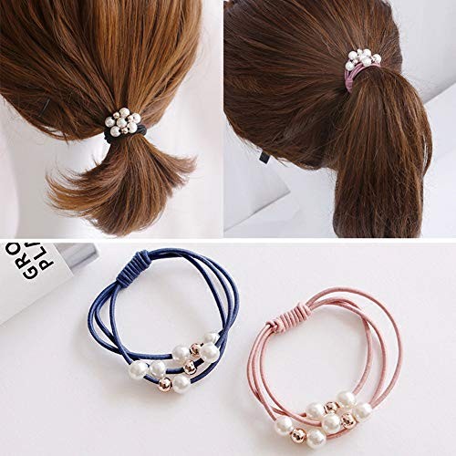 20 Pcs Korean Hair Accessories for Girls – Multi Layer Hair Rings with Pearls,
