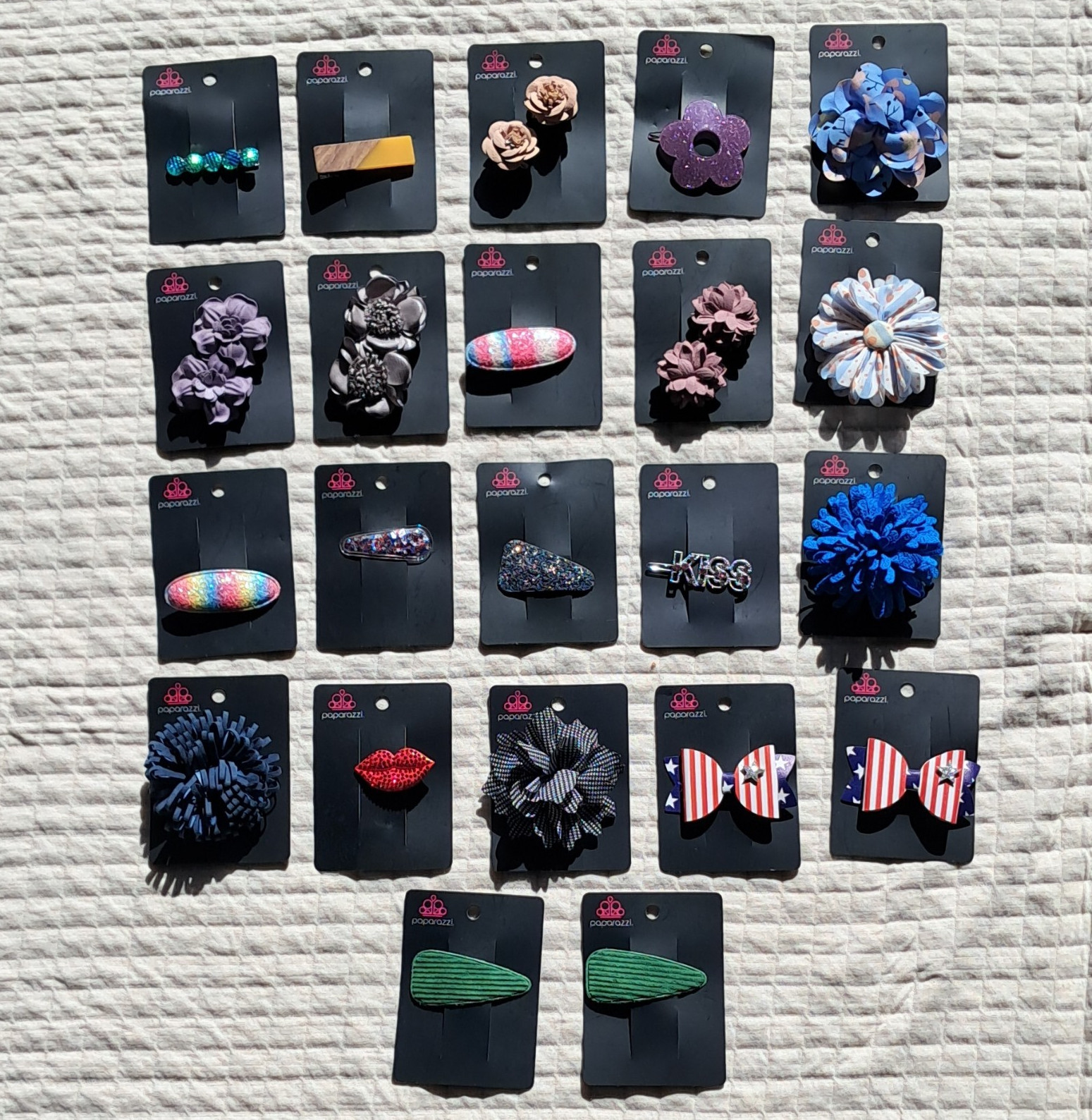 Paparazzi Women’s Hair Clip 22 Mixed Lot Flower Bow Glitter Beaded Multicolor