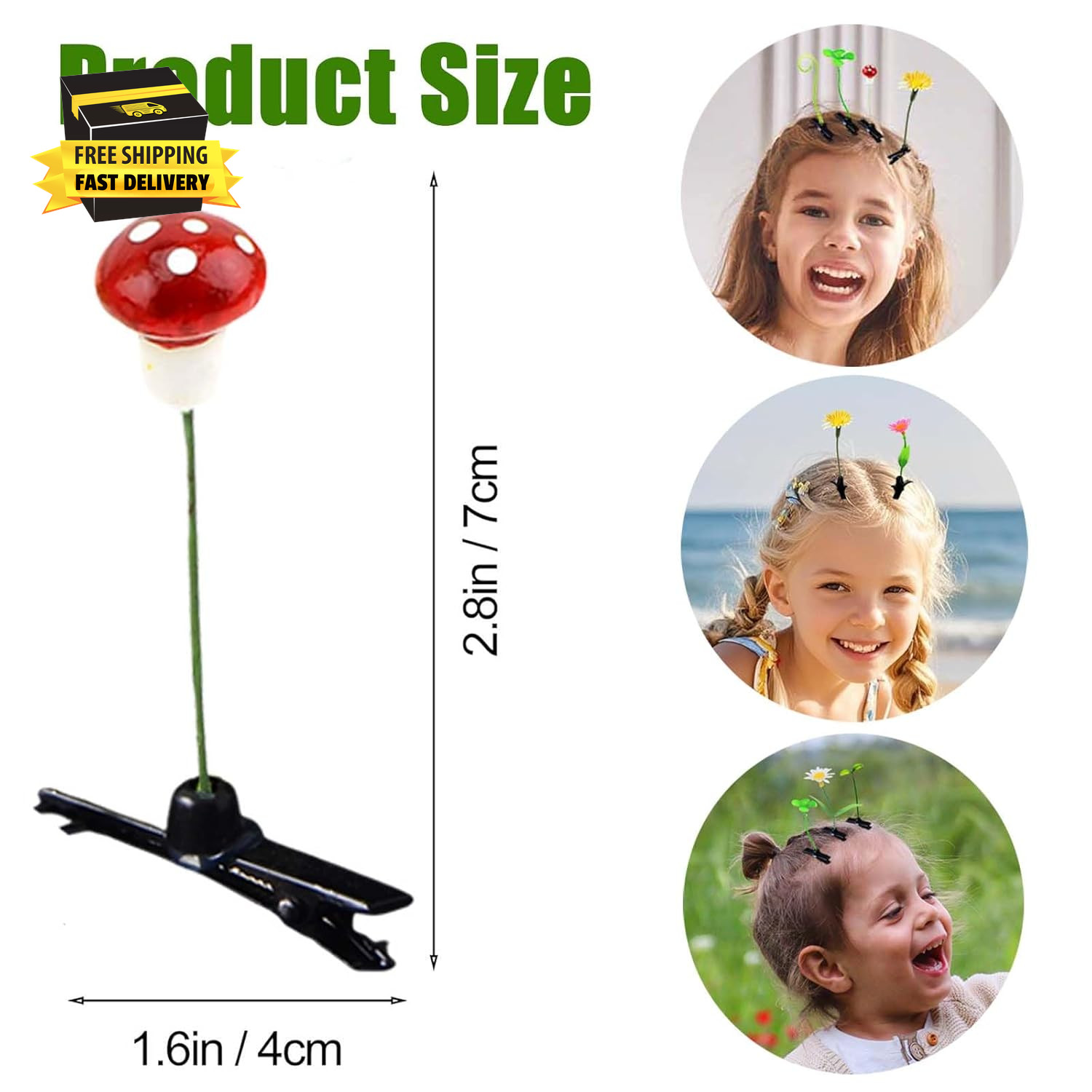 50Pcs Bean Sprout Hair Clips Mixed Style Rave Plant Hairpins Flower Plant Hair C