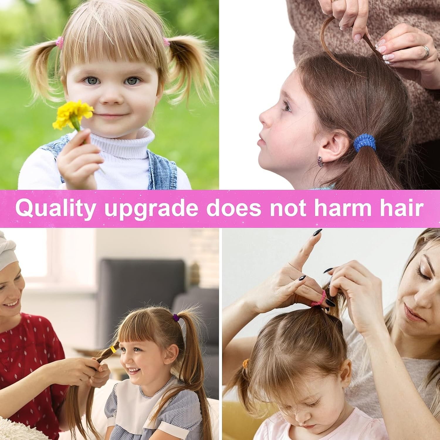 350 PCS Multicolor Cotton Hair Ties, Small Baby Hair Ties for Kids and Girls, No