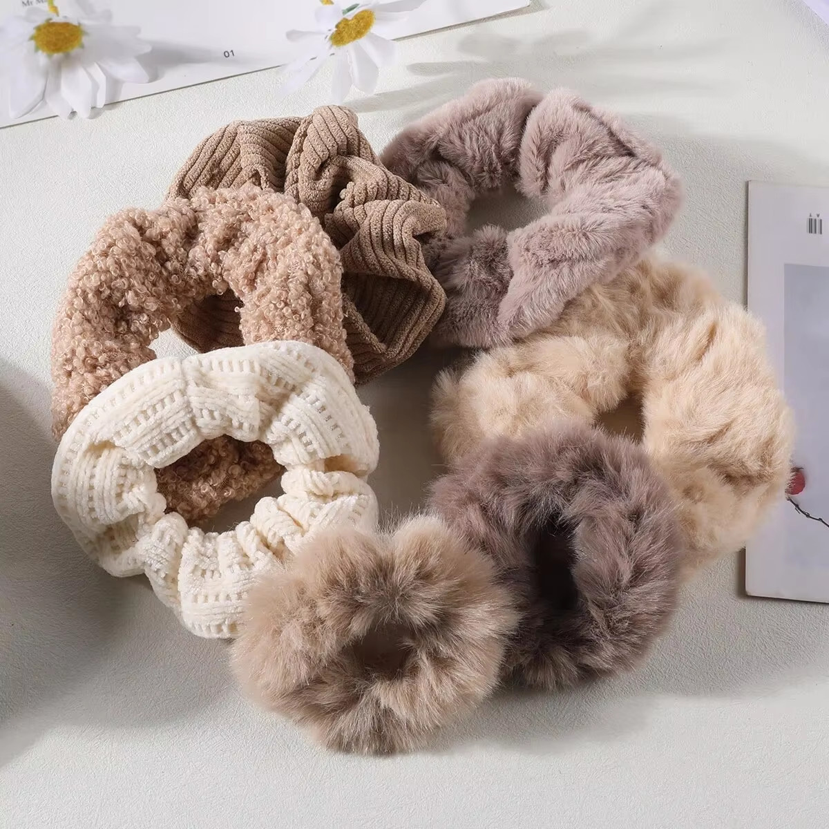 7/21 Pcs/Set Women Hair Scrunchies Set Plush Solid Hair Band for Girls Ponytail