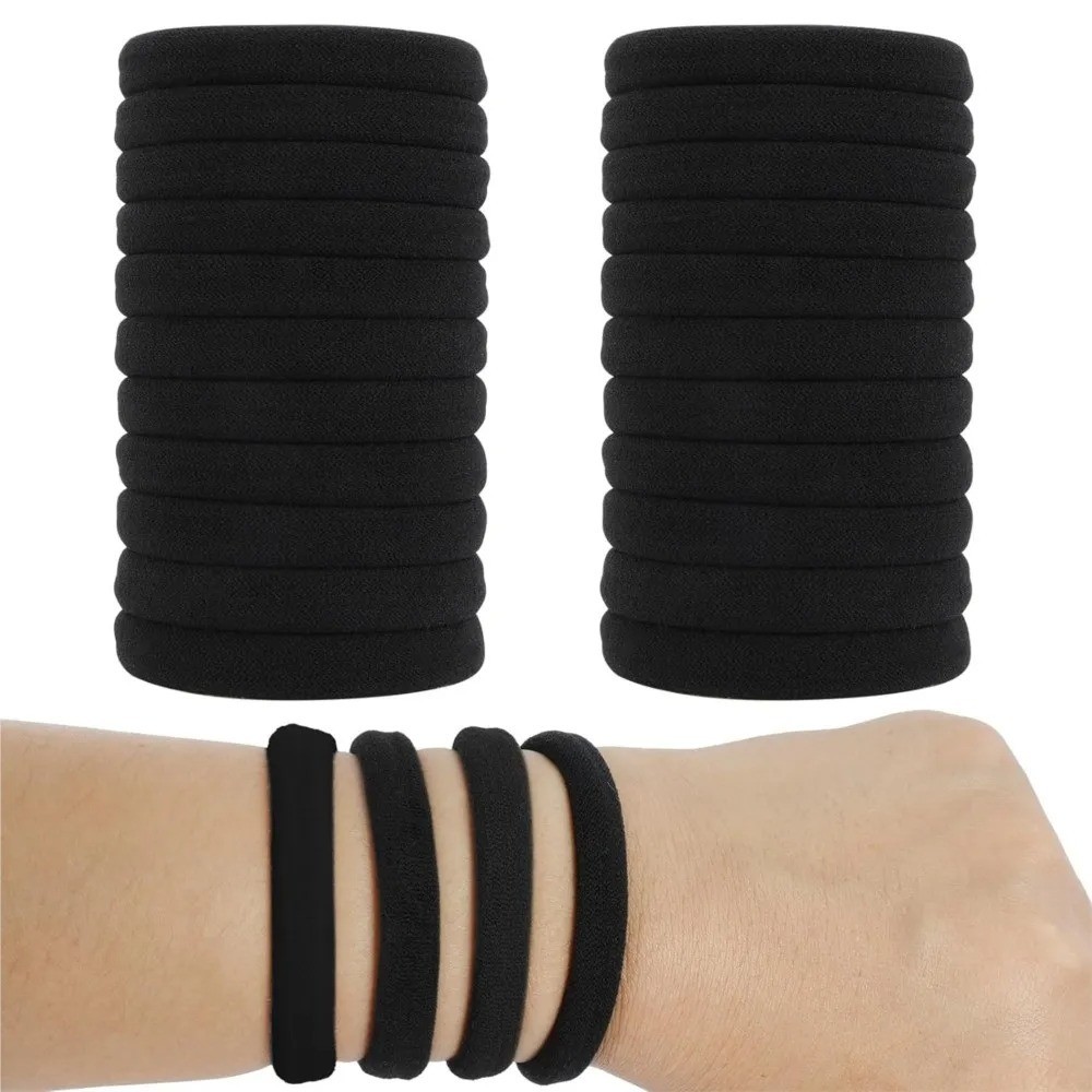 10PCS Black Seamless Hair Ties No Damage Ponytail Holders for Women Girls