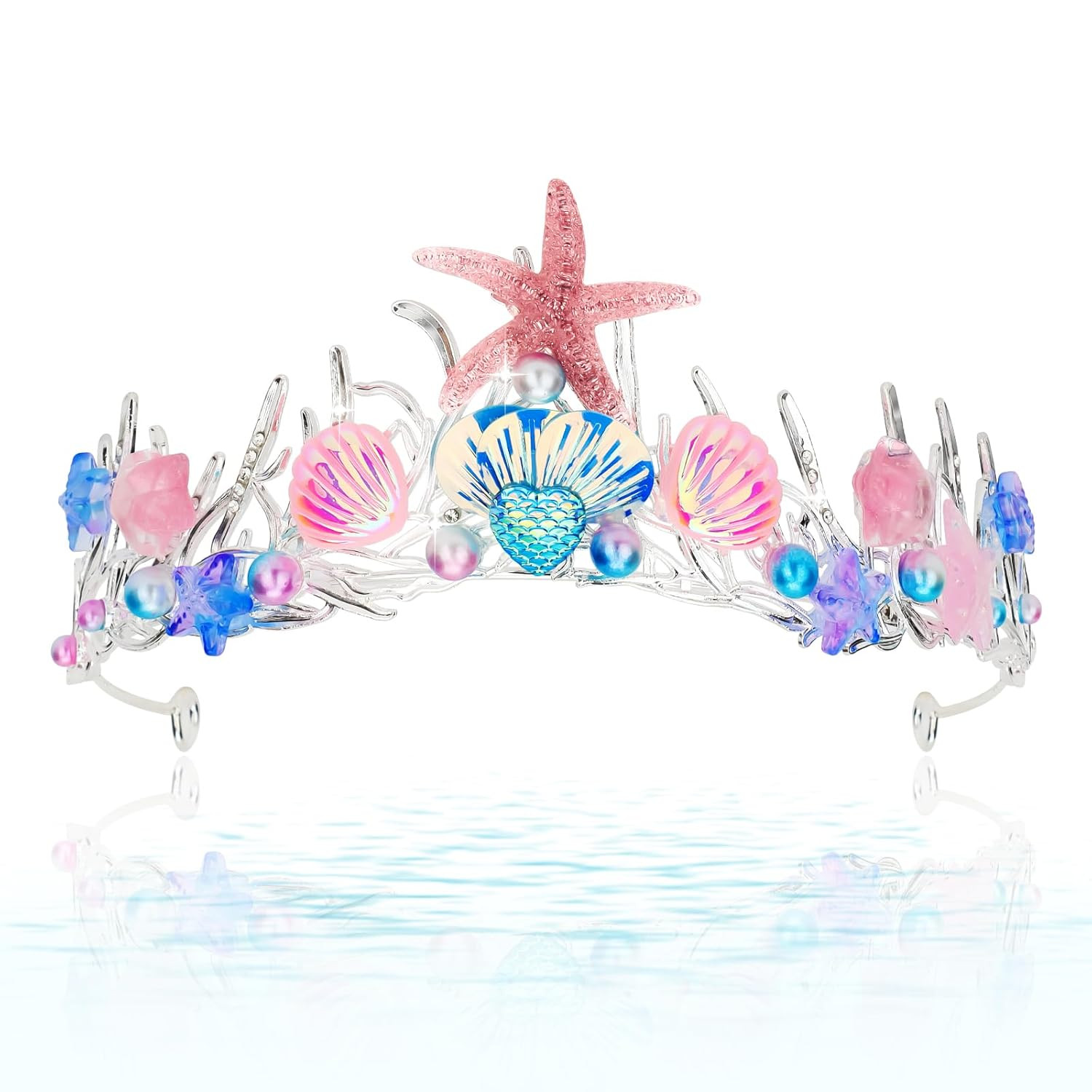 Mermaid Crown for Women Starfish Tiara Seashell Crown Mermaid Party Birthday Dec