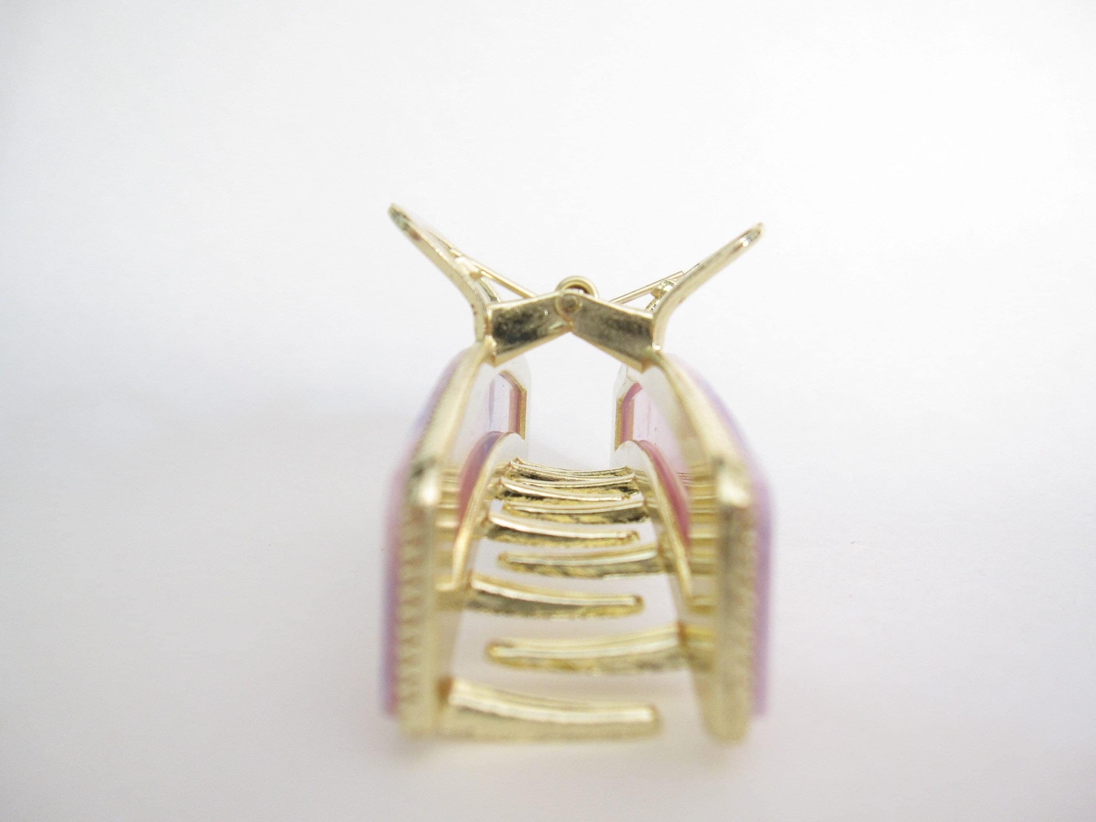Long gold metal and lavender purple pink marbled acrylic hair claw clip