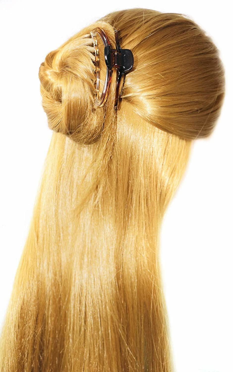 Parcelona French Slim Double Shaded Crystal Clear Shell Celluloid Hair Claw