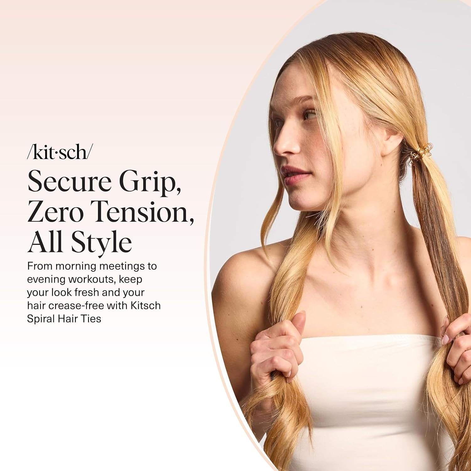 Kitsch Spiral Hair Ties for Women – Coiled Plastic Hair Ties No Damage, Ponytail