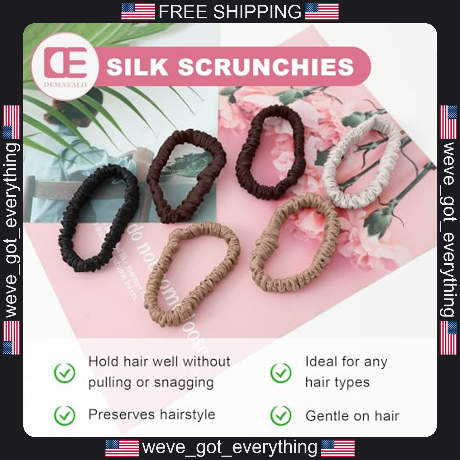 6 Pack Mulberry Silk Hair Ties for Women Girls – Gentle Hair Accessories