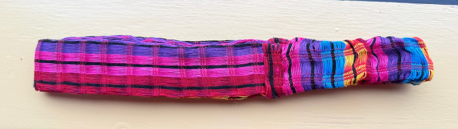 Handmade Guatemalan Multicolor Woven Elastic Head Band 100% Cotton Artisan #UU