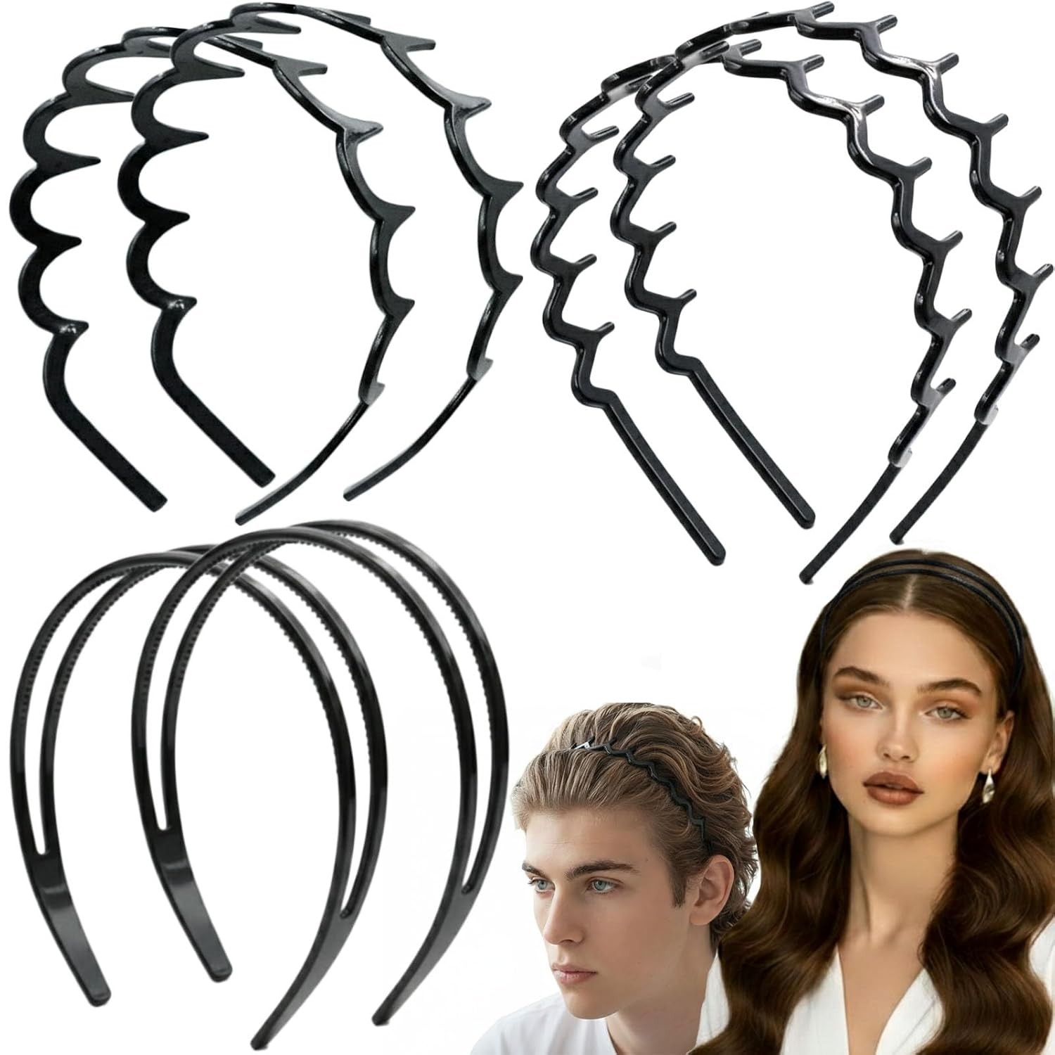 6 PCS Zig Zag Headbands Set Plastic Hair Head Band Comb Hoop Hair Accessories