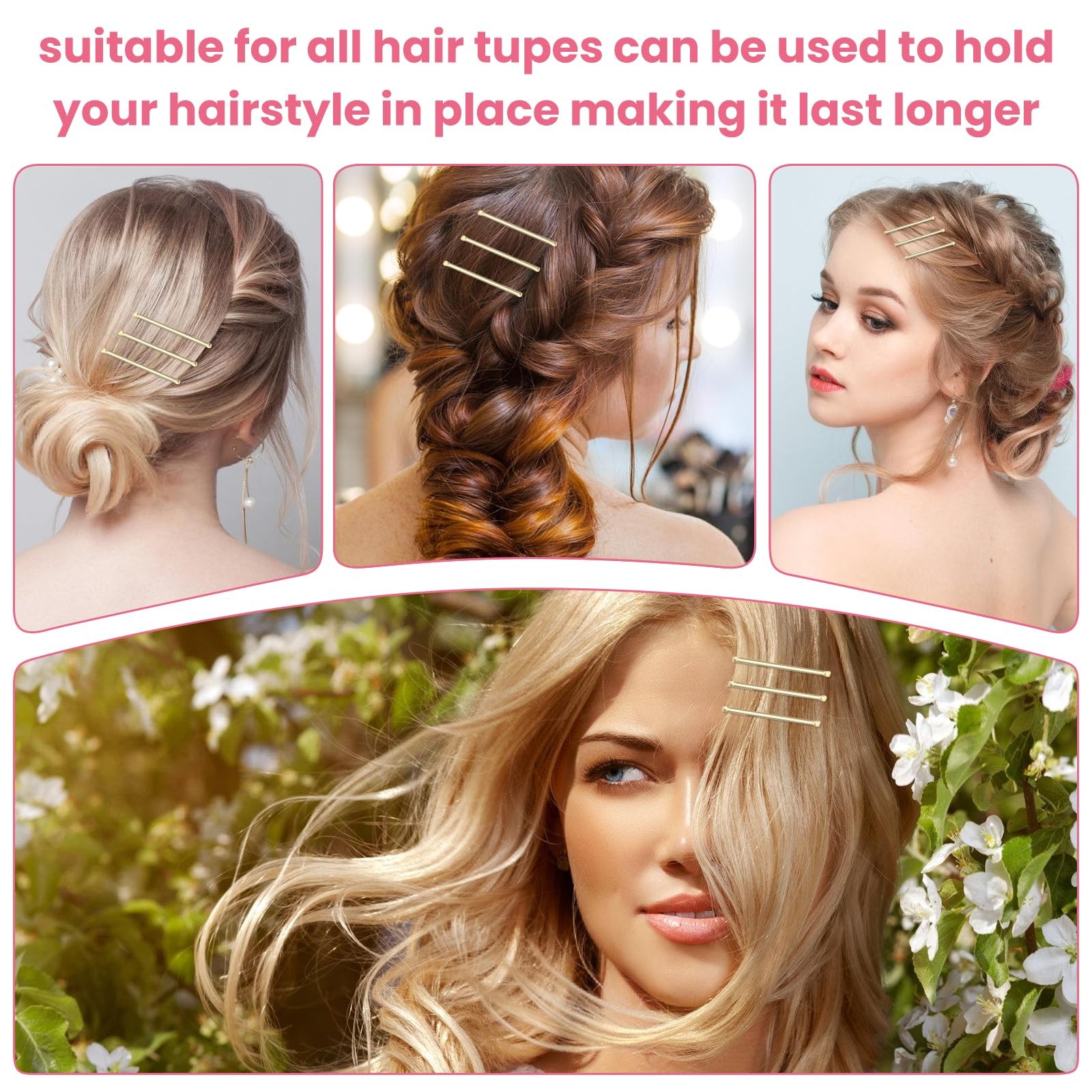 mini bobby pins,50 Count 1.38 inch Metal Hair Clips for Children,Girls and Women