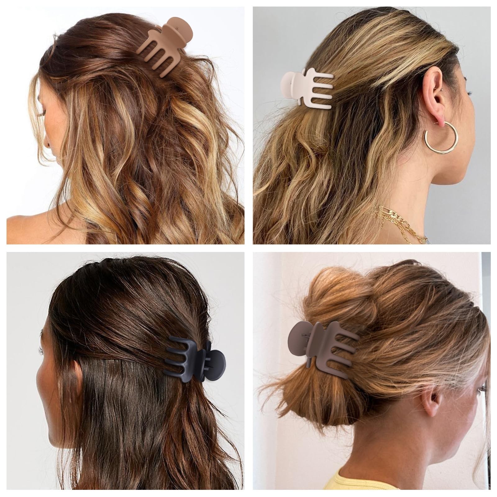 Medium Hair Clips Combination 2 Styles Small Claw Clips for Thin Hair 8 Pcs M…