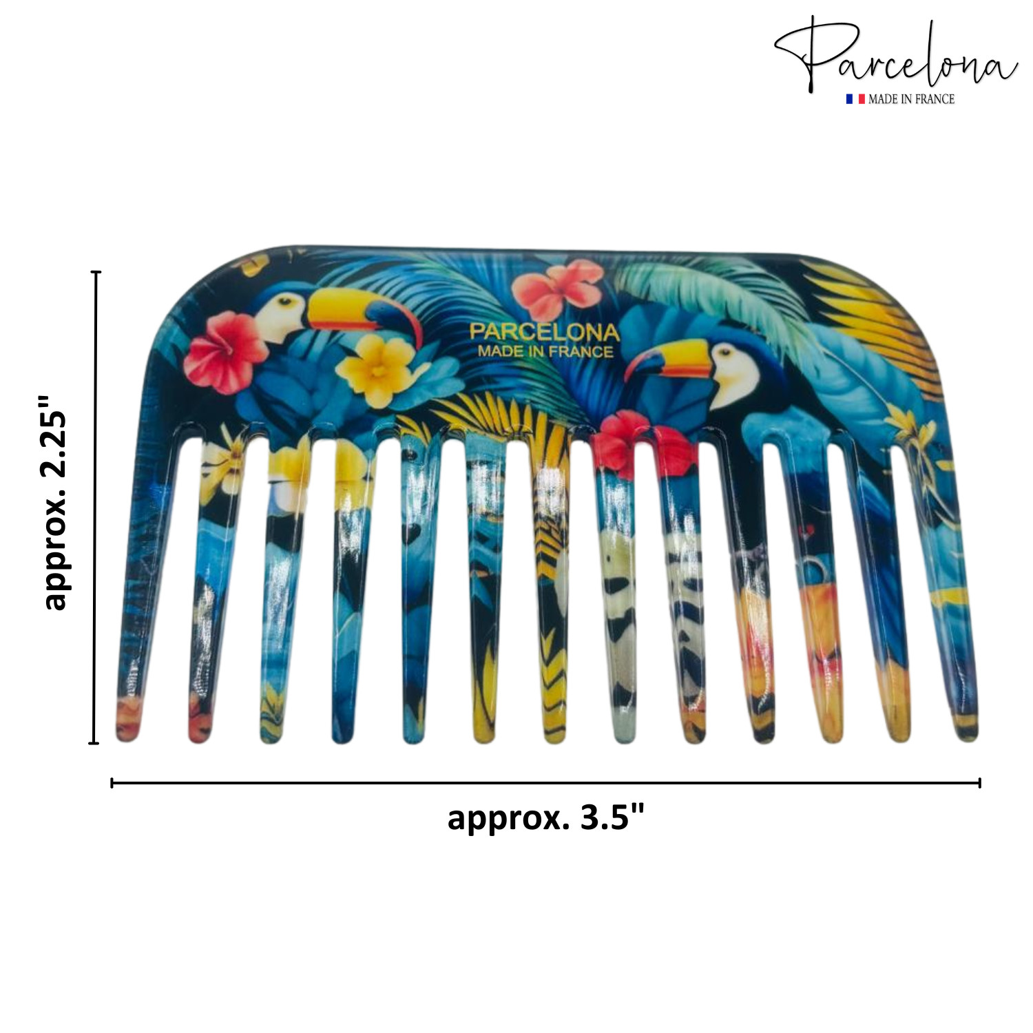Parcelona Wide Tooth French Detangling Comb – Cellulose Acetate Hair Comb for