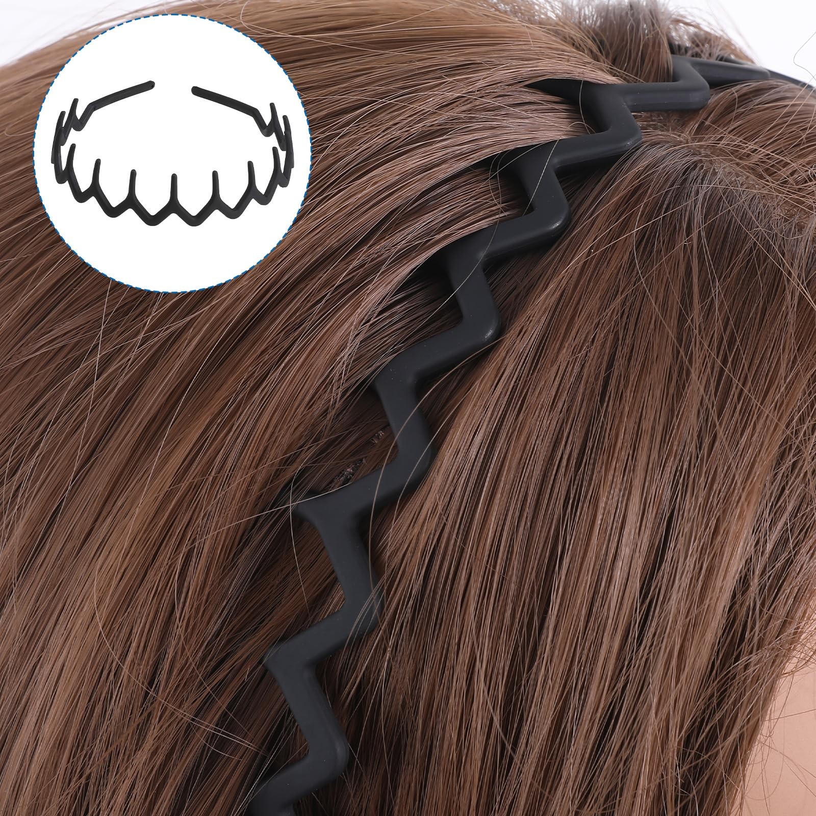 4 PCS Headband with Teeth, Zig Zag Headbands for Women Wavy Headband Black Fa…