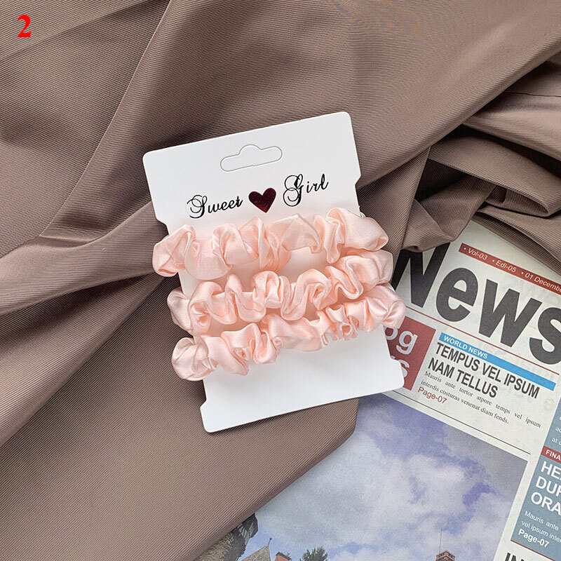 3pcs/Set Satin Silk Scrunchies Hair Bands Scrunchy Ropes Ties Ponytail Holder