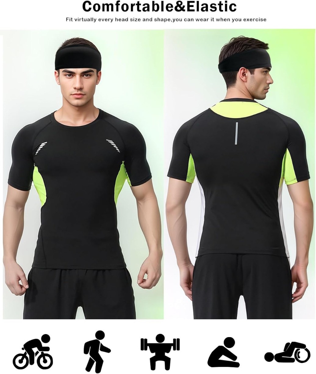 Sports Headband for Men Women Moisture Wicking Sweat Band Elastic Wide Hair Band