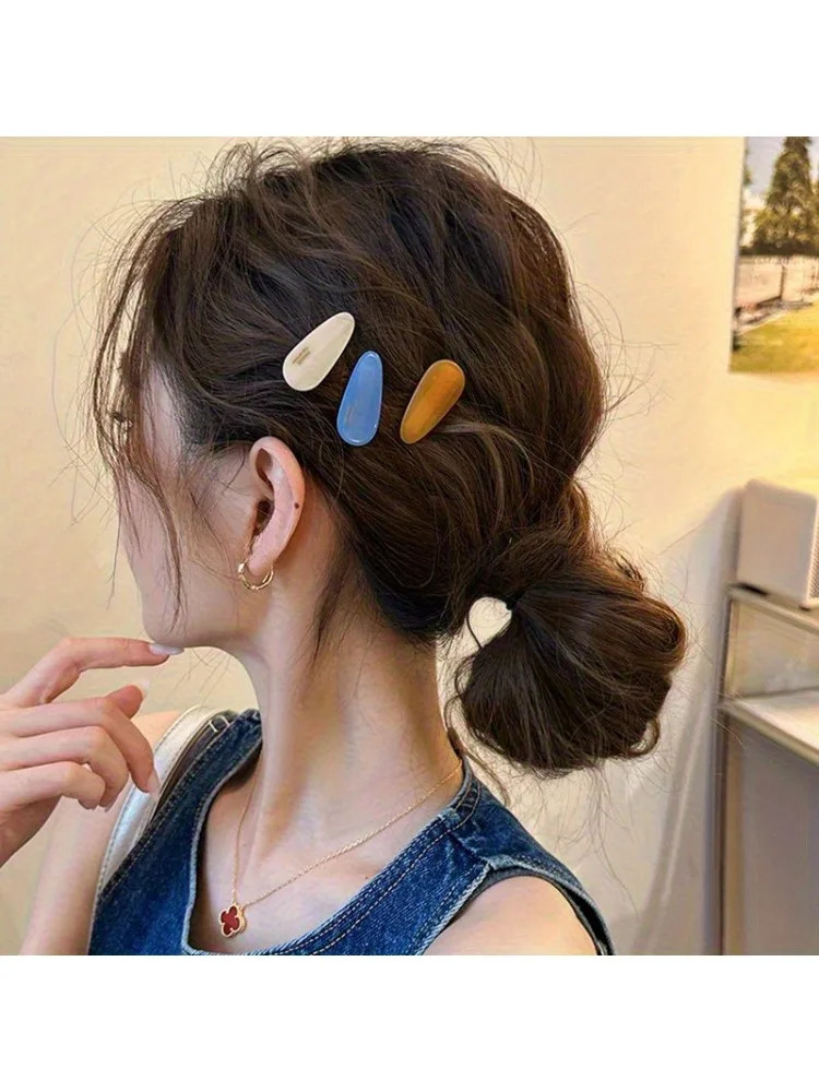 3/6pcspcsNew Spring and Summer Water Droplet Small Hair Clip Edge Clip, Side Cli
