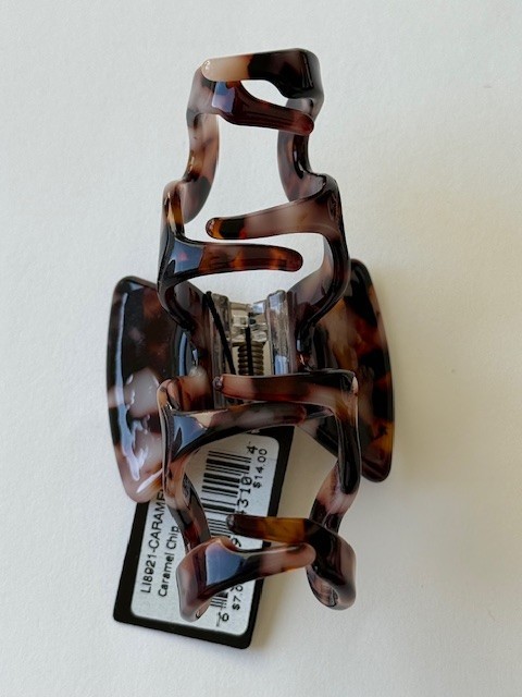 L. Erickson Wavy Claw Hair Clip Color: Caramel-Chip New Free Ship