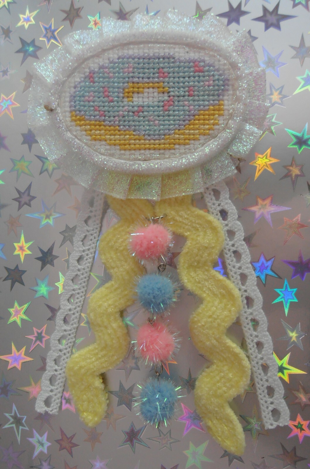 Handmade OOAK Kawaii Pastel Fairy-kei Yumekawaii Cute Decora Doughnut Brooch
