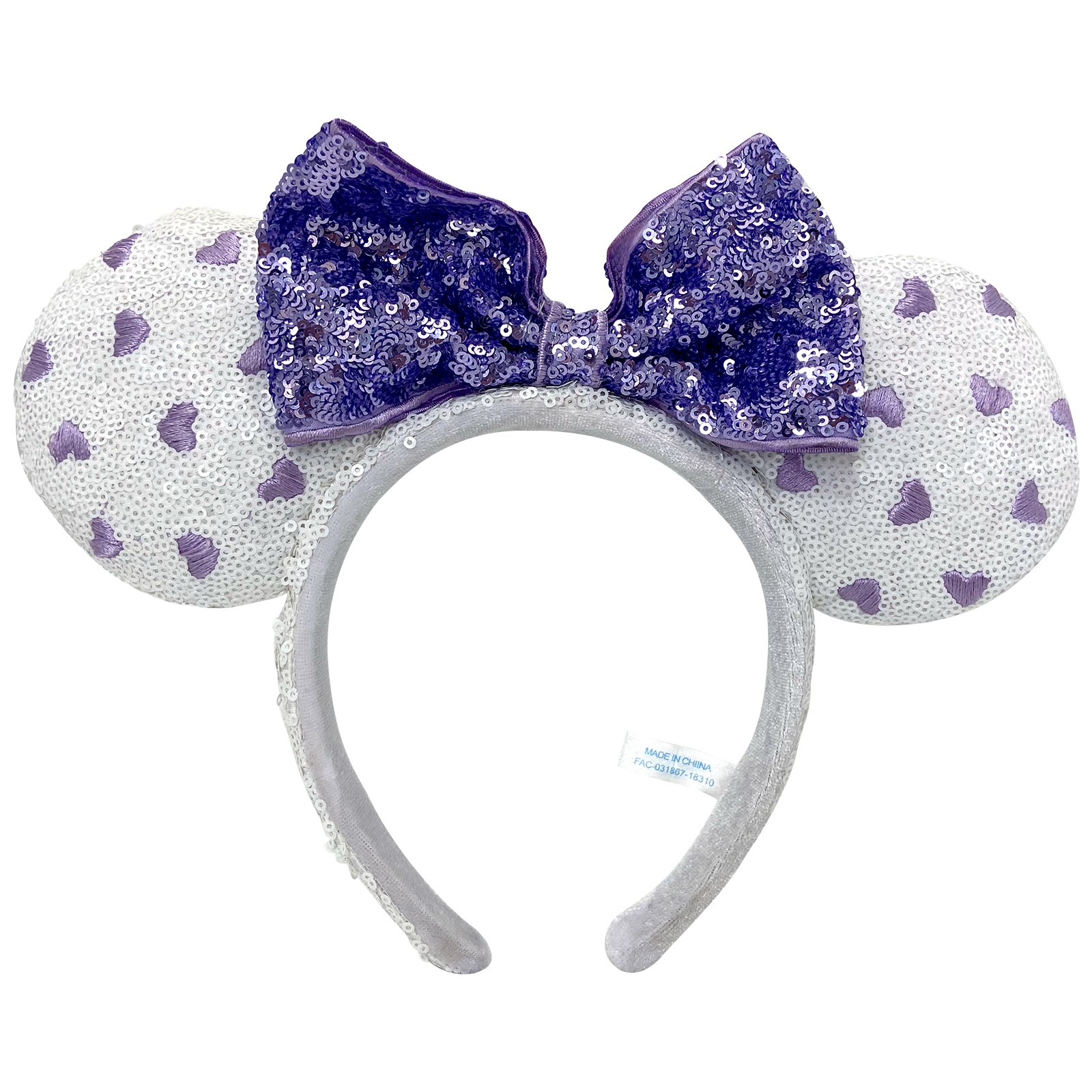 Disney Parks Polka Dot / Heart Shape Sequin Bow Minnie Mouse Ears Headband