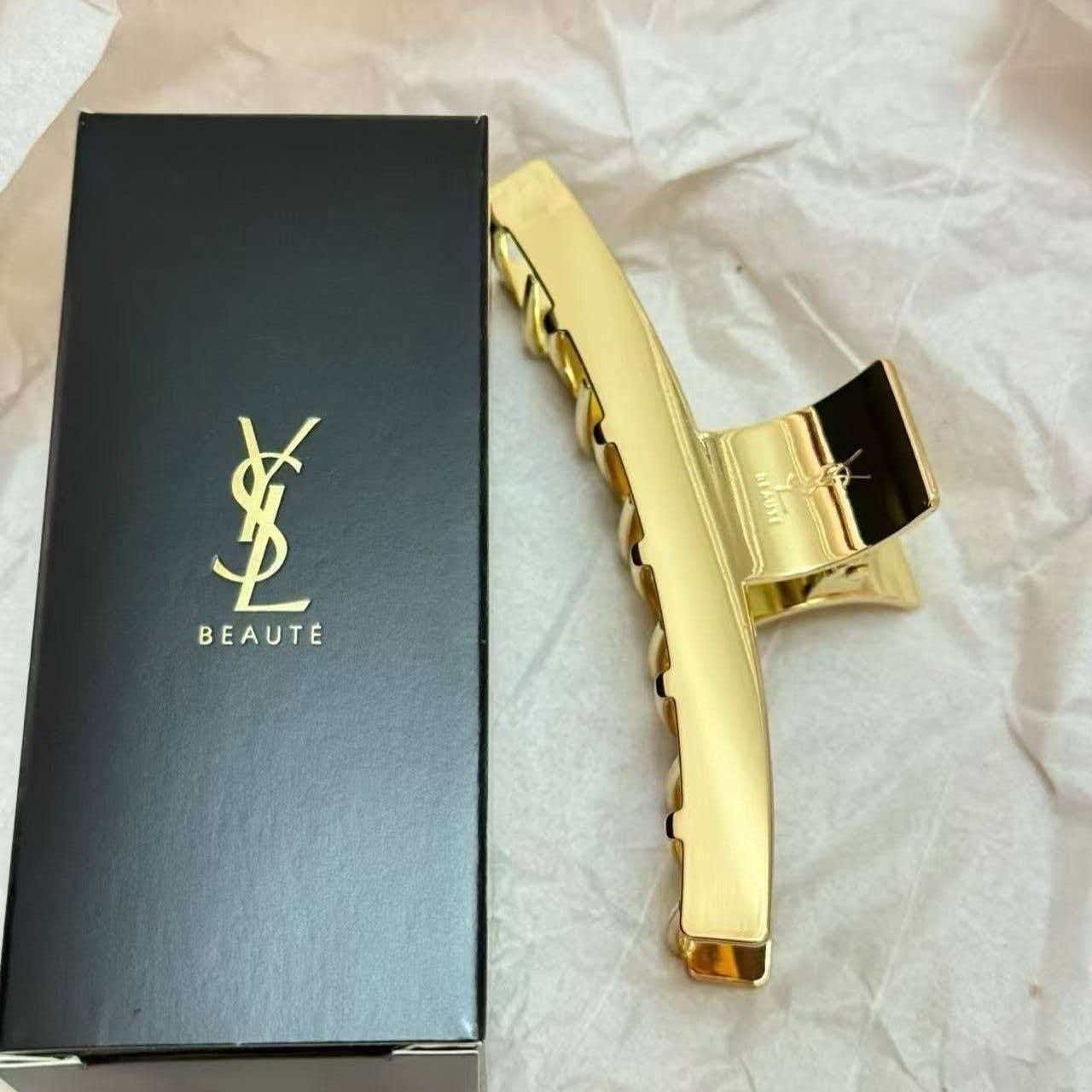 YSL Saint Laurent Gold Hair Clip Fashion Zinc Alloy Shark Clip