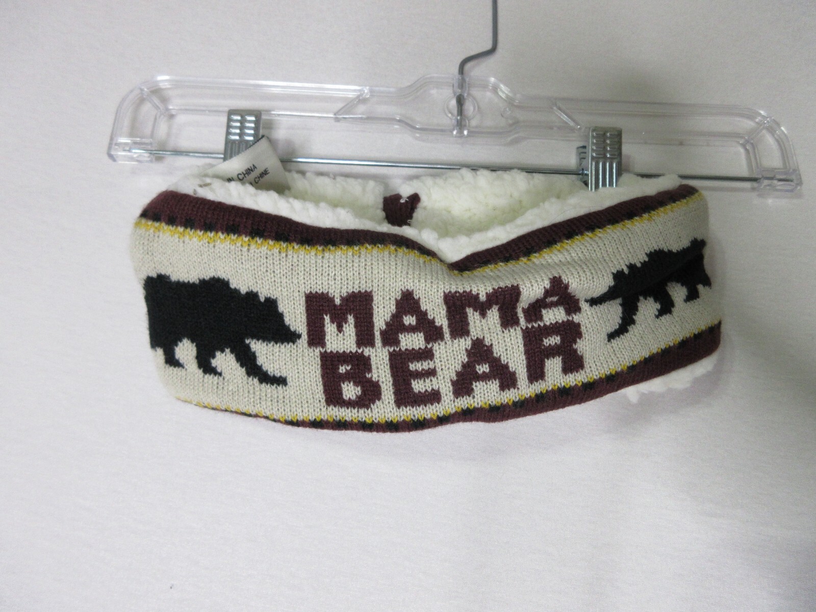 Quagga Womens 100% Acrylic Accessories Mama Bear Sherpa Headband One Size Ivory